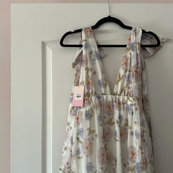 NWT Beauty Of Springtime floral Maxi Dress Lavender BABY SHOWER DRESS MEDIUM 10 - Picture 5 of 6